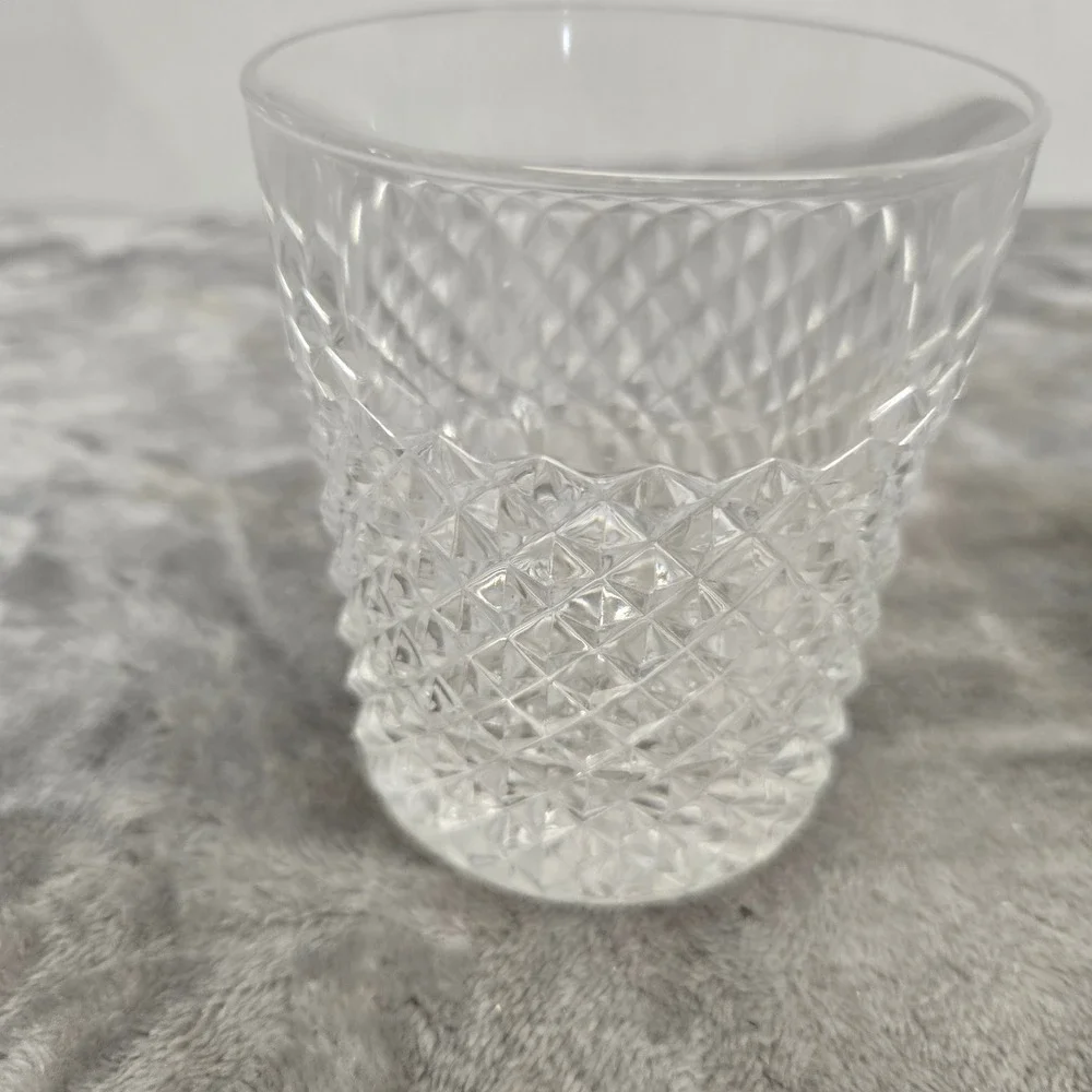 Vintage Diamond Cut Crystal Whiskey Glasses Set of 4 Starburst Base Rock Tumbler